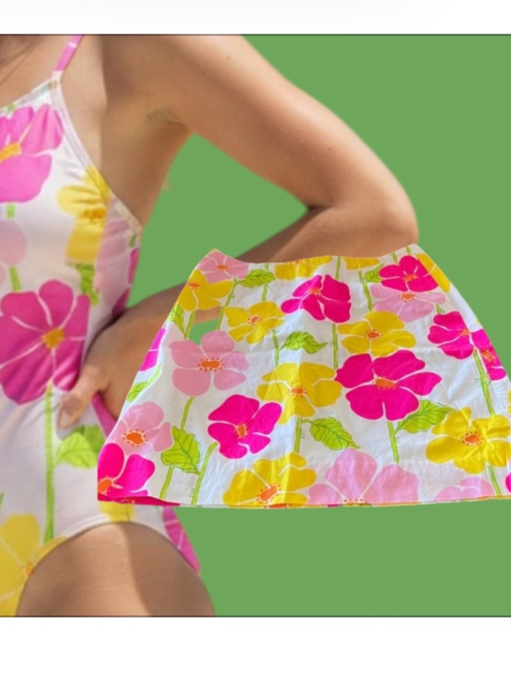 Lilly Pulitzer White mini with Hot Pink, Yellow & Light Pink Floral Print